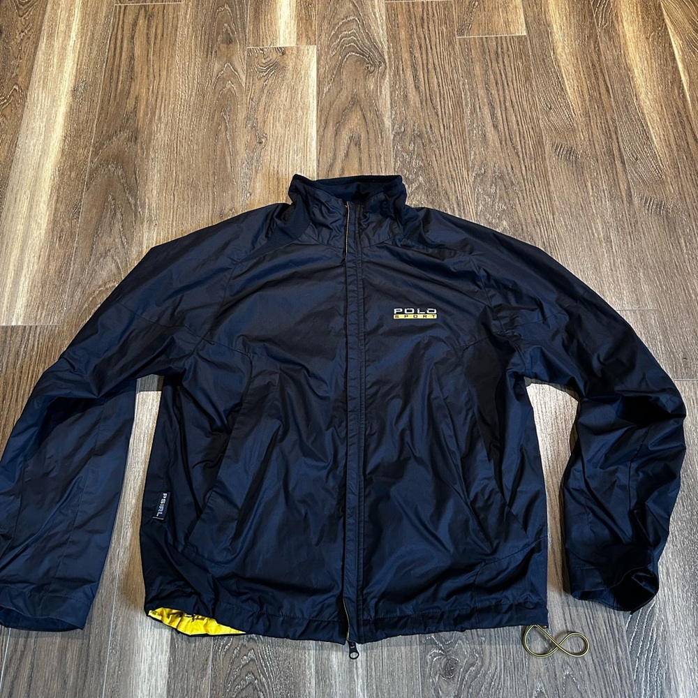 Polo by Ralph Lauren Men's Navy Jacket with Yellow Accents
